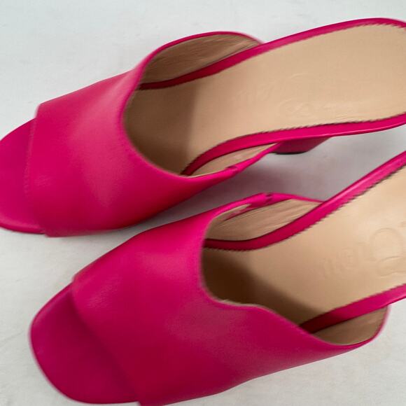 J. Crew Bianca Wedge Sandals Pink Leather Open Toe Slip-On Heels Size 9 - Picture 3 of 11